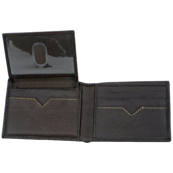 open brown leather wallet
